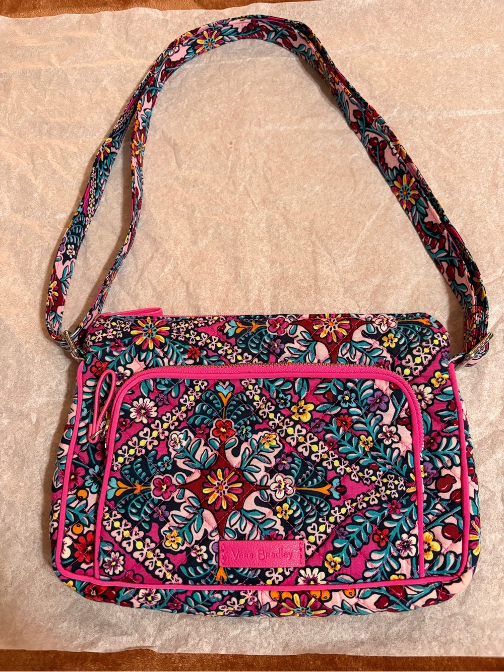 Vera Bradley Hot Pink Floral Quilted Crossbody